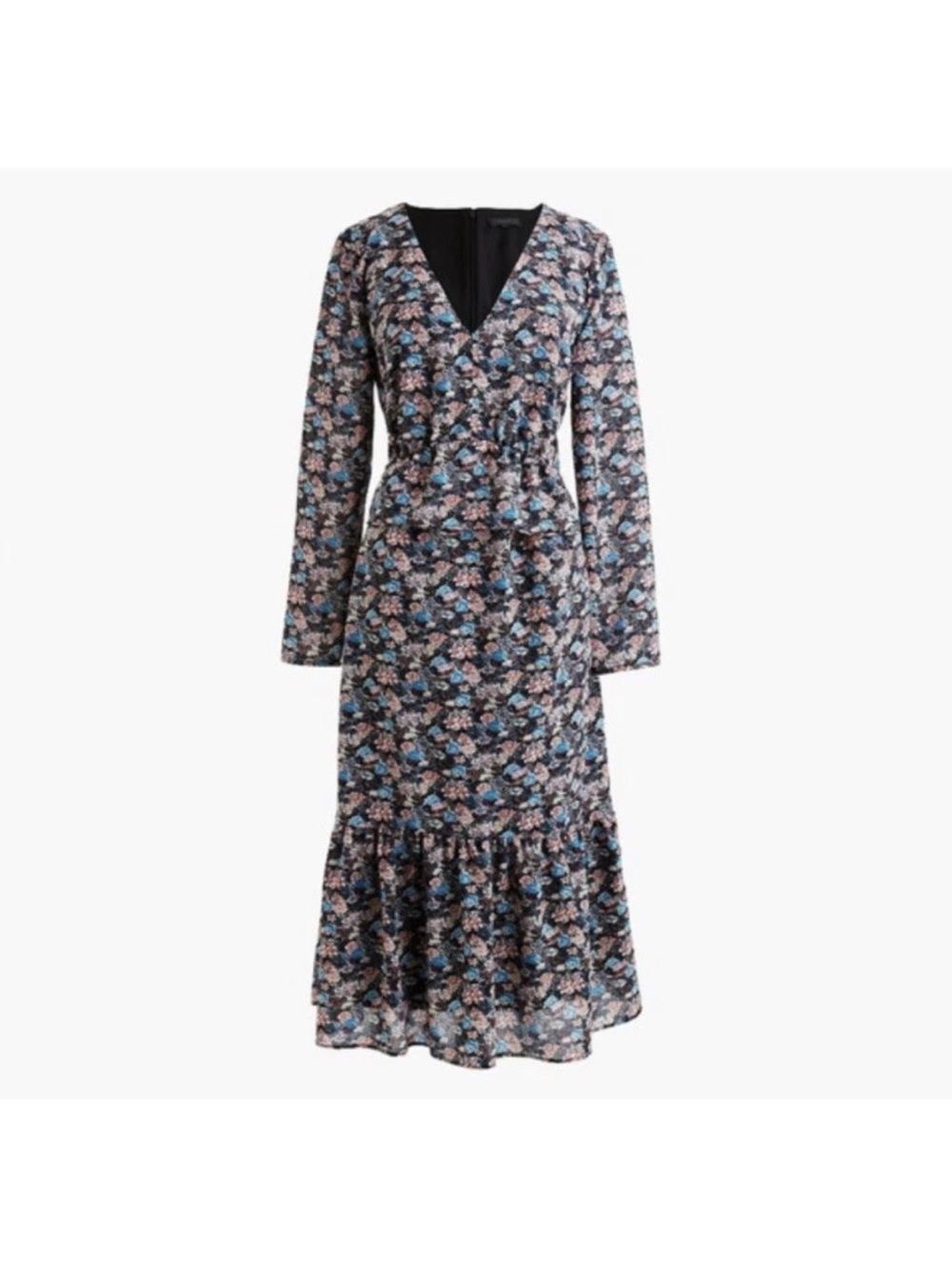 J. Crew Paisley Floral Ruffle Hem Dress sz 10 H3175